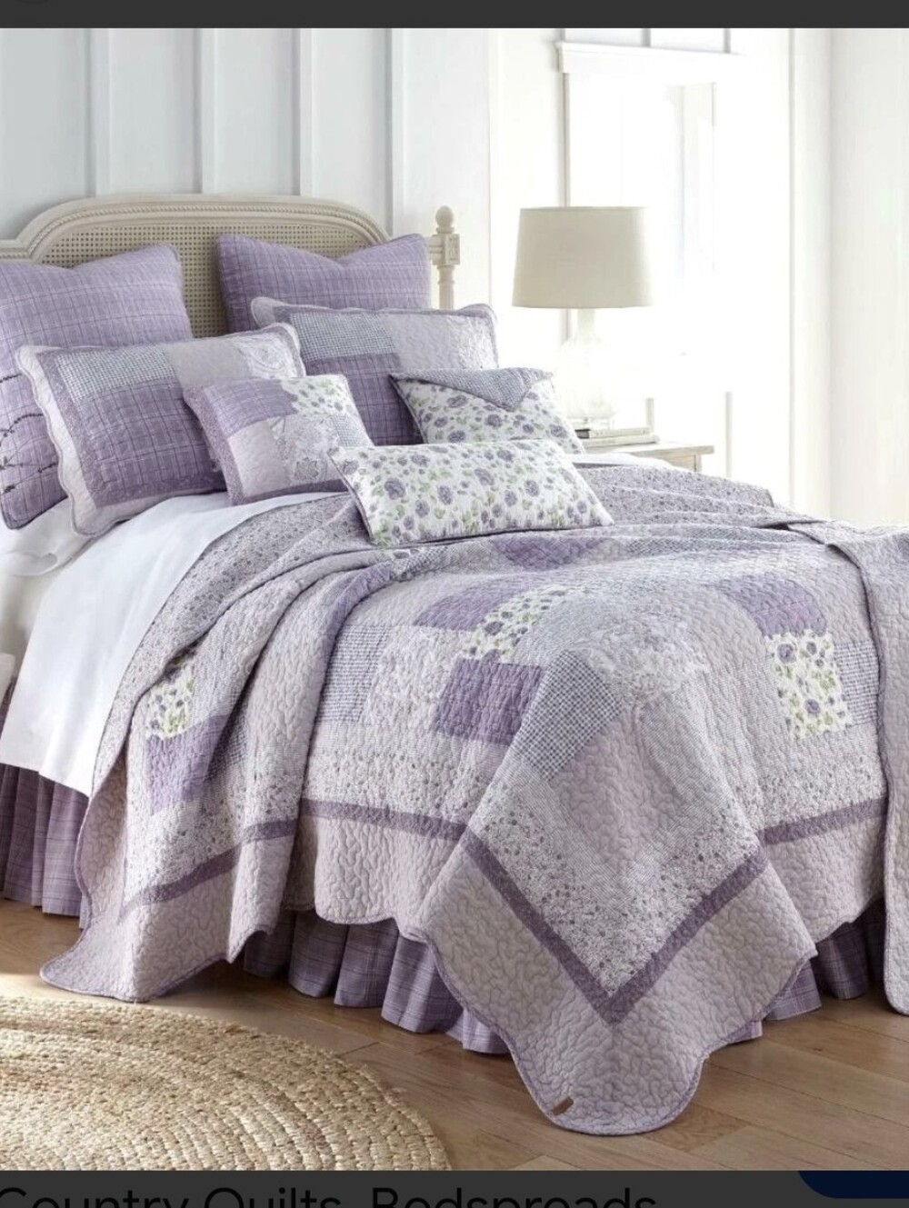 New Donna Sharp Lavender Rose Full/Queen Quilt Set with 2 Shams Floral 3pc